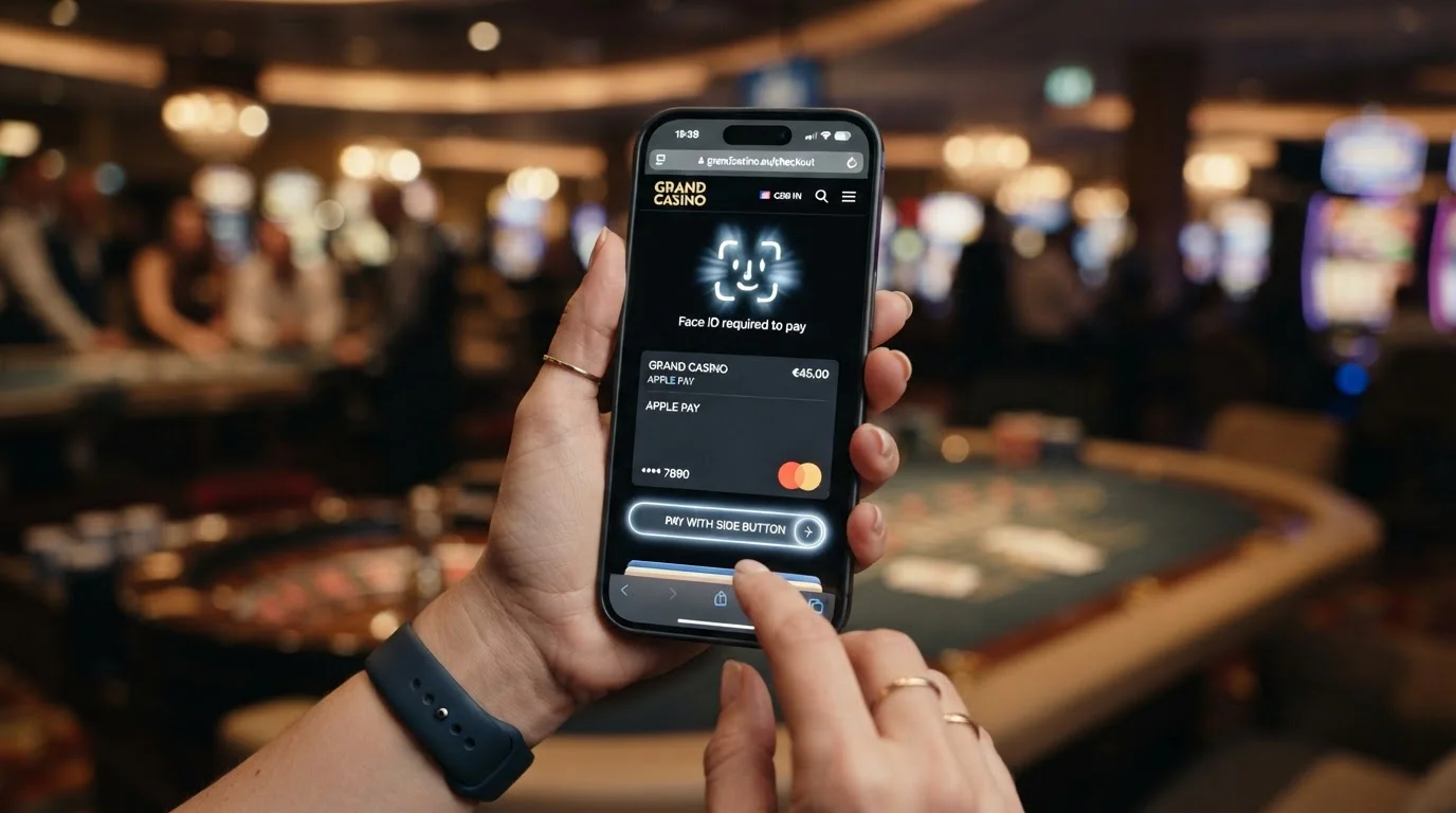 iPhone con Face ID autenticando pago en casino online sin escribir tarjeta