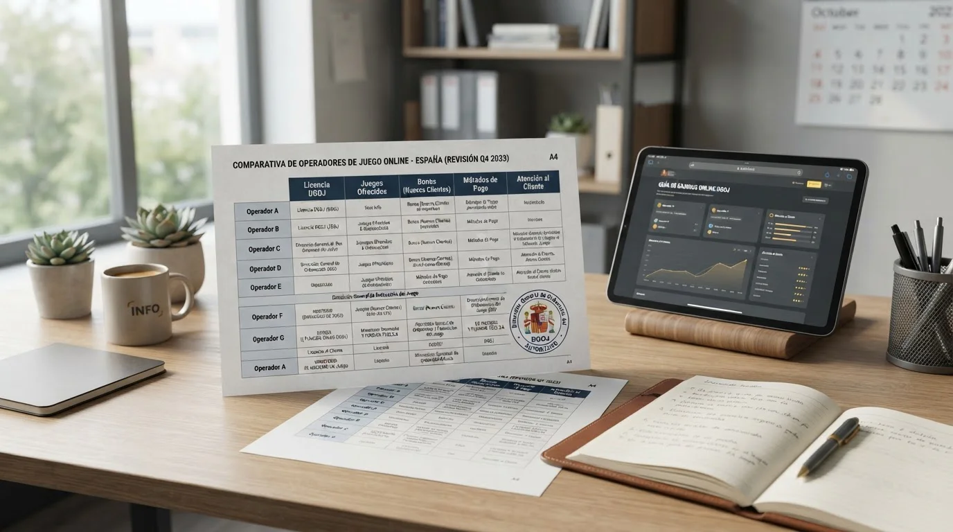 Comparativa visual de diferentes casinos online en España con indicadores de licencia DGOJ