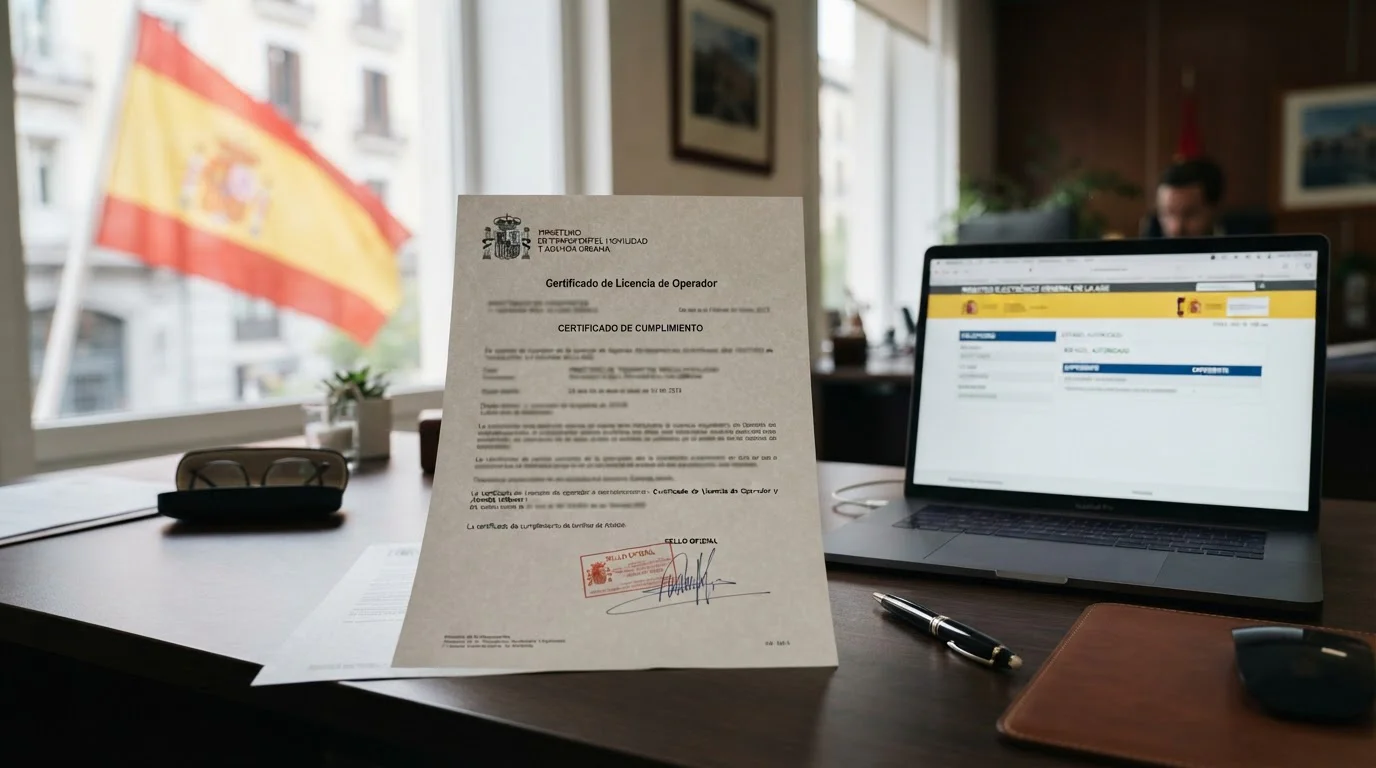 Documento oficial de licencia DGOJ con sello y código de operador