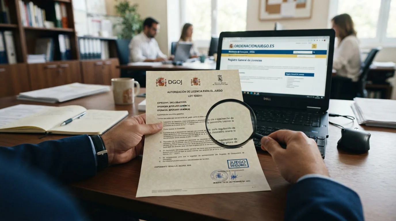 Documento oficial de licencia DGOJ y sello Juego Seguro
