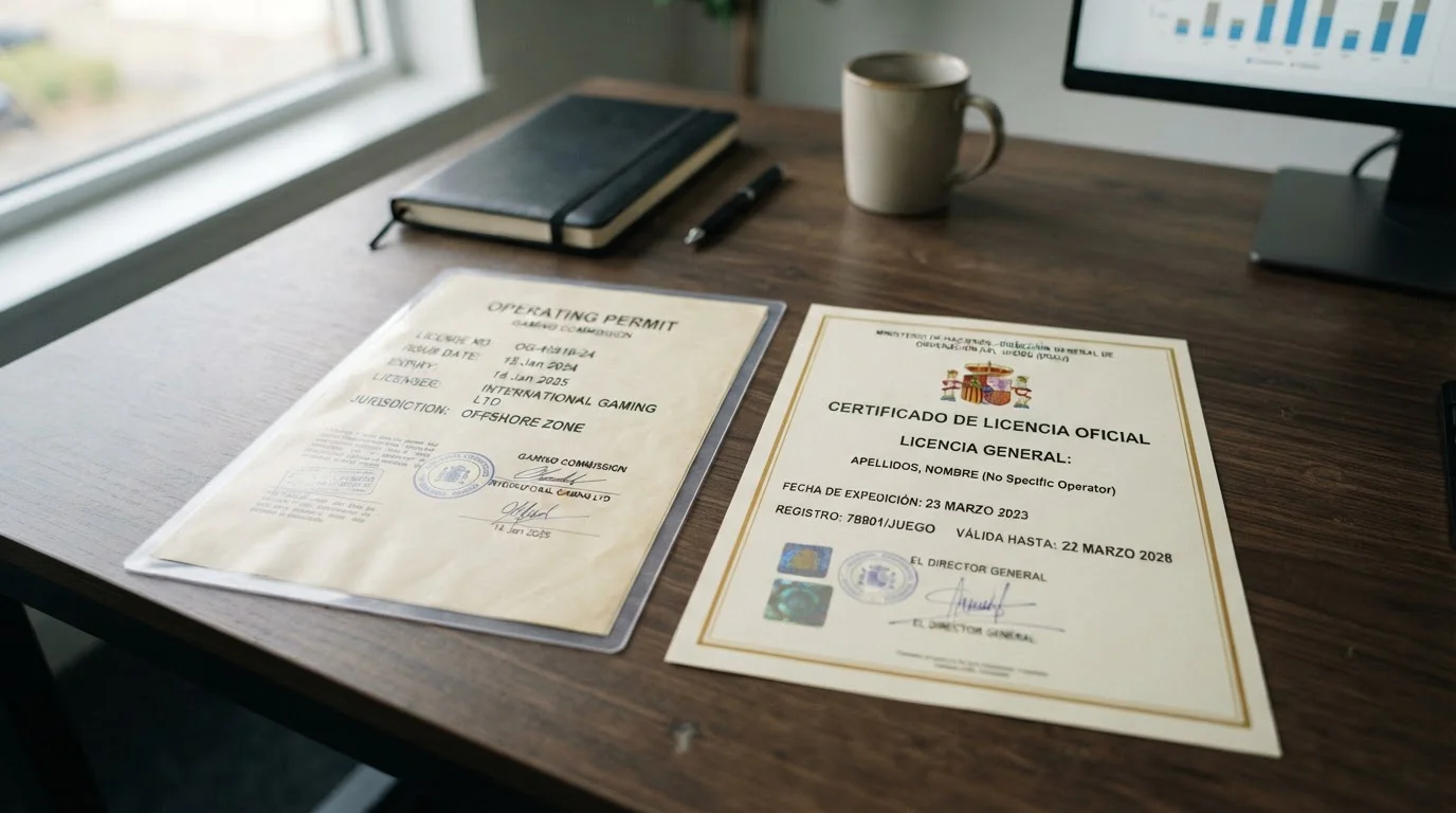 Comparación visual entre licencias DGOJ y offshore Curaçao Anjouan