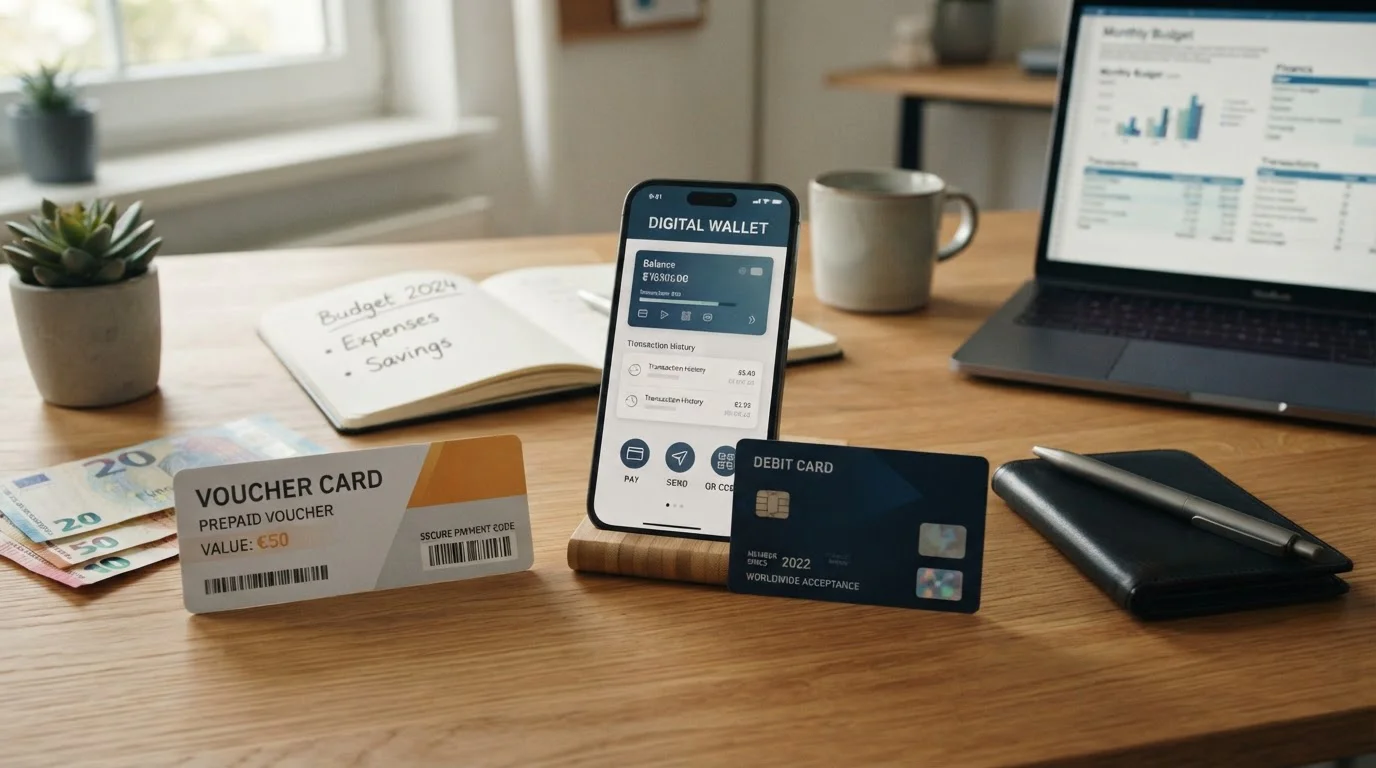 PayPal, Paysafecard y otros métodos de pago para casino dispuestos ordenadamente