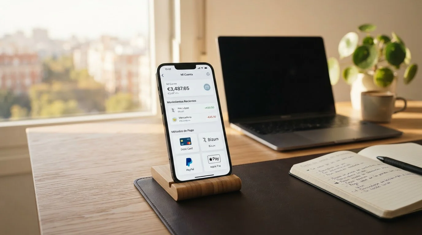 Smartphone mostrando métodos de pago españoles