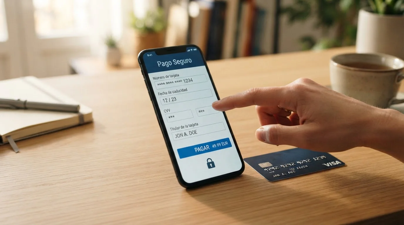 Proceso de pago con Visa en pantalla de casino online