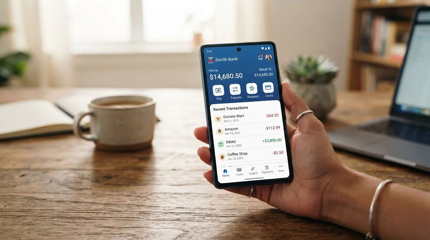 Logo de Bizum y smartphone con interfaz bancaria