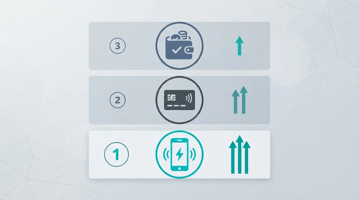 Comparativa visual de métodos de cobro más rápidos que la tarjeta