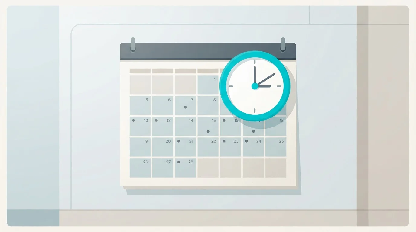 Calendario y reloj ilustrando la demora de 1 a 3 días en los retiros a tarjeta