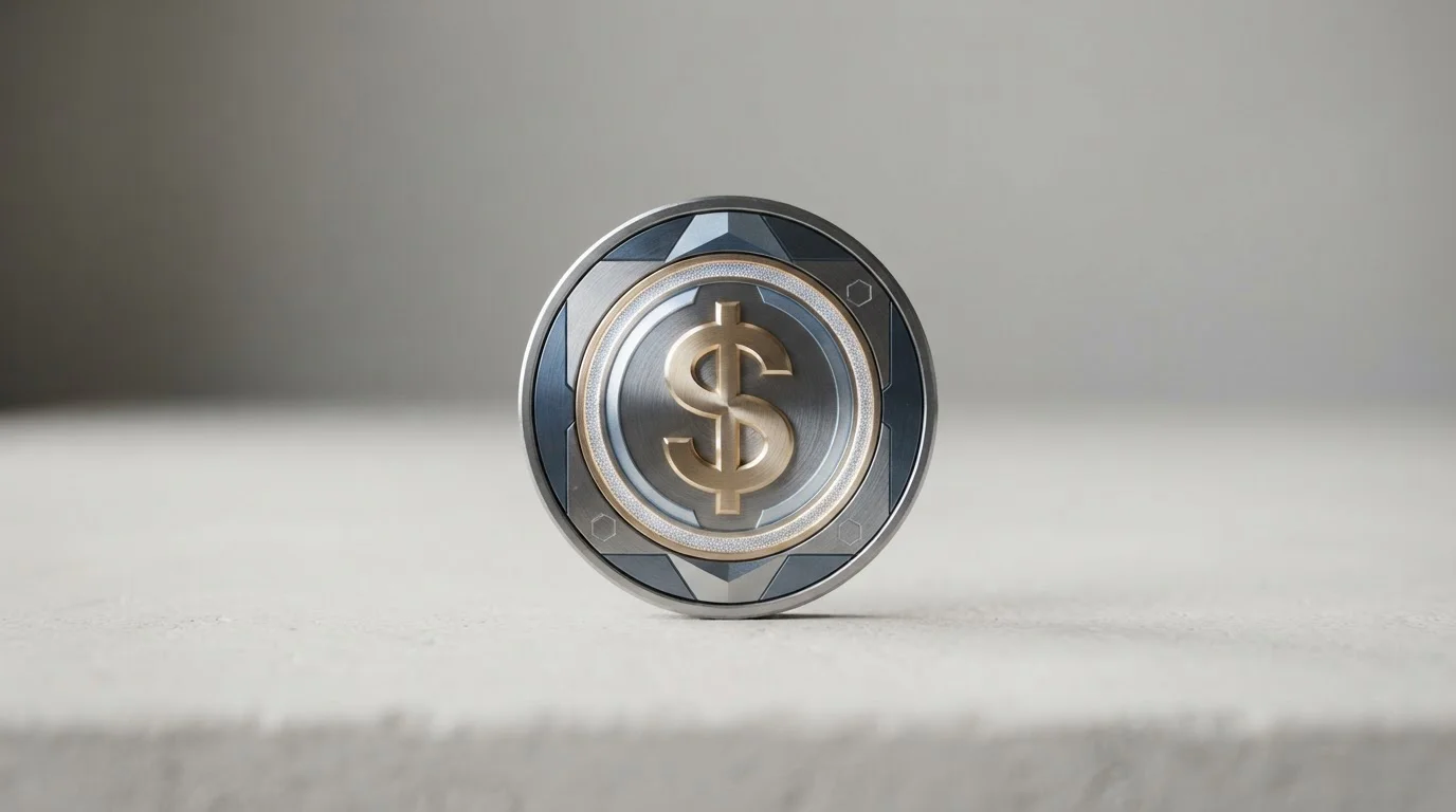 Representación visual de stablecoin USDC con símbolo de dólar en composición limpia