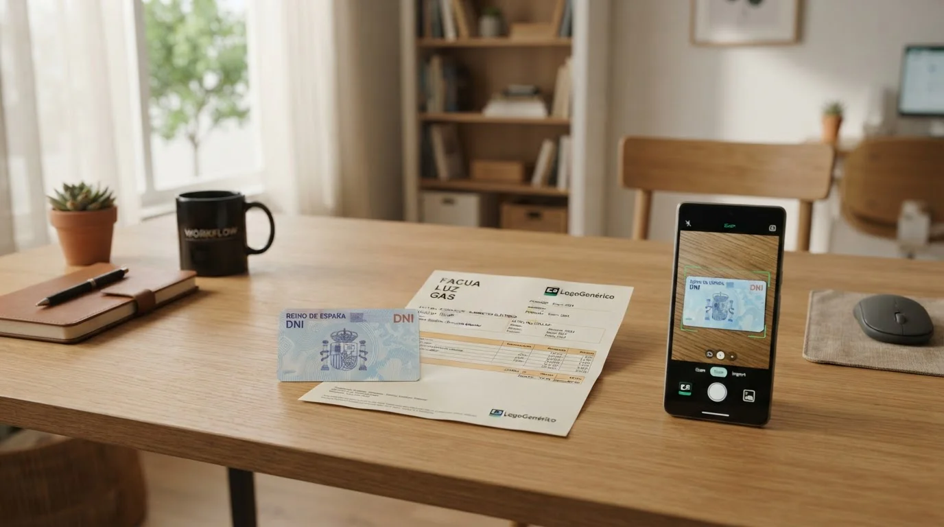 Documentos de identidad y formulario de verificación KYC en escritorio